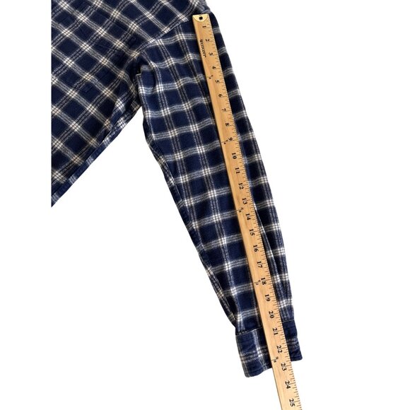 RED HEAD ~ Mens Blue & White Plaid Flannel Button-Up Shirt ~ S ~ 100% Cotton - Picture 7 of 10